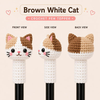 Crochet Cat Pen Topper, Cute Cat Pencil Topper, Kawaii Pen Sleeve, Handmade Teacher Gift, Student Desk Accessory, Cat Lover Gift