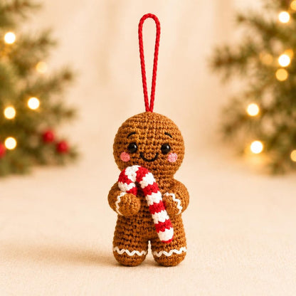 Crochet Gingerbread Ornament | Handmade Christmas Tree Decoration | Cute Amigurumi Holiday Gift