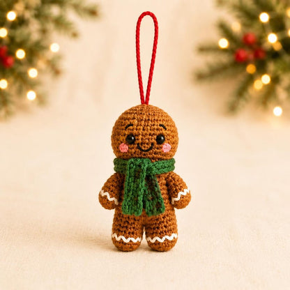 Crochet Gingerbread Ornament | Handmade Christmas Tree Decoration | Cute Amigurumi Holiday Gift