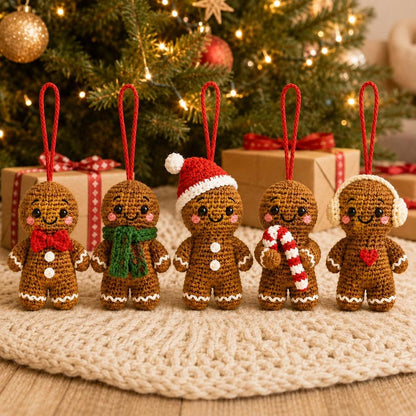 Gingerbread Man Crochet Ornament | Handmade Holiday Decor | Cute Christmas Stocking Stuffer