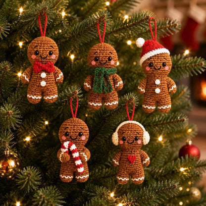 Gingerbread Man Crochet Ornament | Handmade Holiday Decor | Cute Christmas Stocking Stuffer