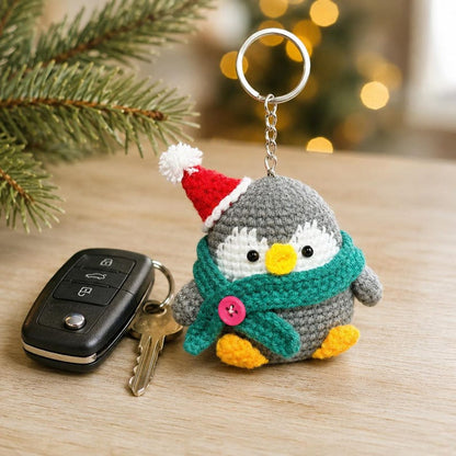 Amigurumi Penguin Keychain | Small Crochet Christmas Gift | Winter Ornament and Cute Backpack Charm