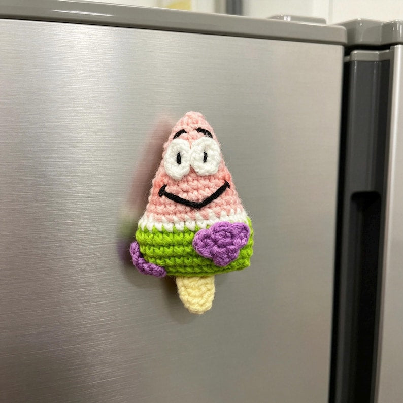 Playful Handmade Crochet Ice Pop Magnet Refrigerator Ornament Whimsical Kitchen Decor Creative Handcrafted Housewarming Surprise