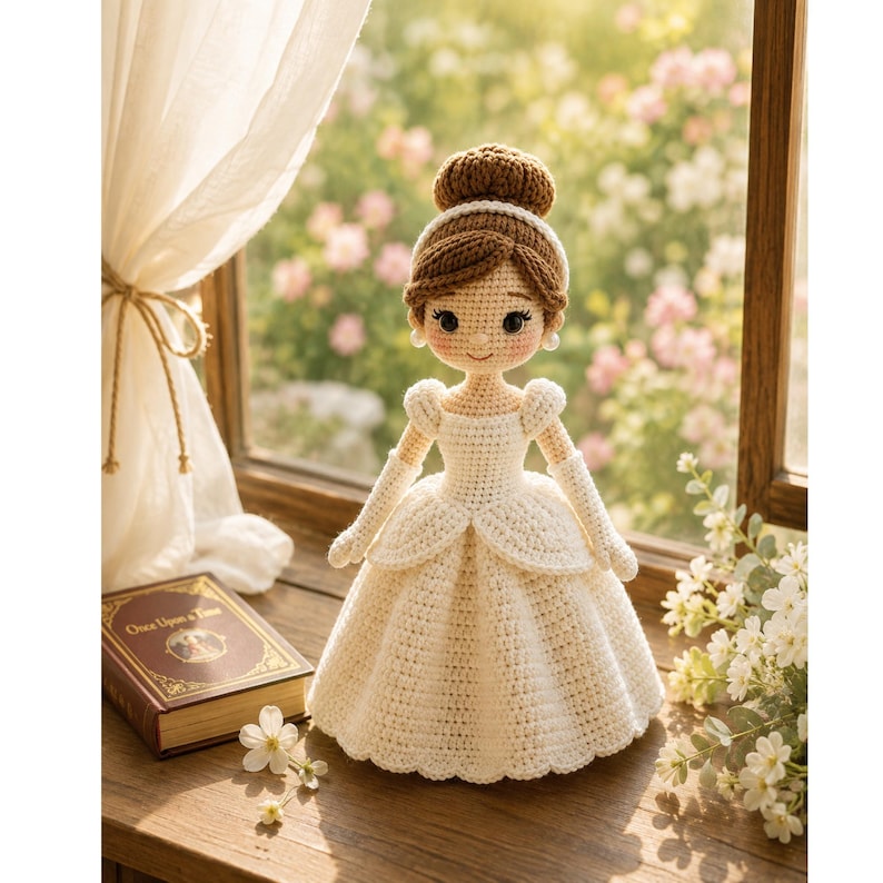 Handmade Crochet Princess Doll, Fairytale Amigurumi Doll, Princess Couple Doll, White Dress Doll, Birthday Gift for Girls, Nursery Decor