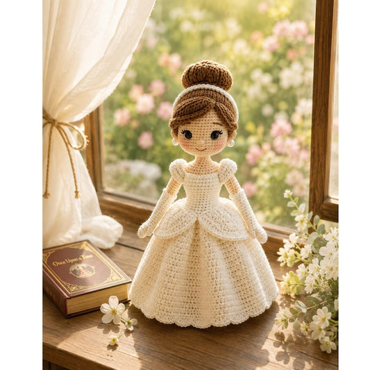 Handmade Crochet Princess Doll, Fairytale Amigurumi Doll, Princess Couple Doll, White Dress Doll, Birthday Gift for Girls, Nursery Decor