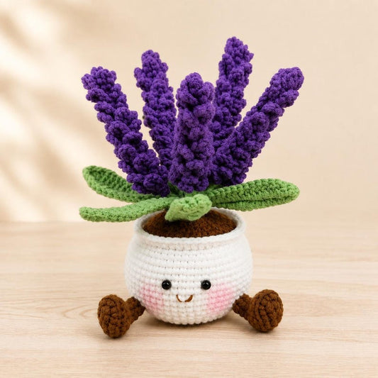 Crochet Lavender Plant | Handmade Lavender Flower Pot | Cute Amigurumi Desk Decor | Gift for Plant Lover