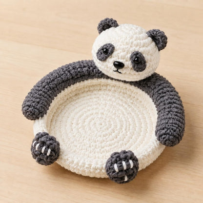 Panda Crochet Coaster | Handmade Yarn Drink Mat | Cute Animal Desk Decor | Gift for Coffee Lover