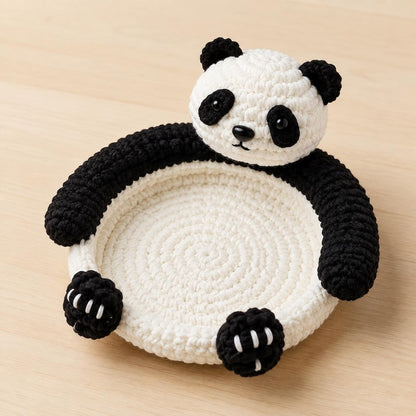 Panda Crochet Coaster | Handmade Yarn Drink Mat | Cute Animal Desk Decor | Gift for Coffee Lover