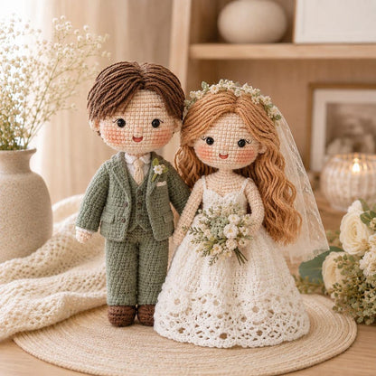 Custom Crochet Bride and Groom Dolls | Personalized Wedding Gift for Couple | Amigurumi Wedding Cake Topper | Anniversary Bridal Keepsake