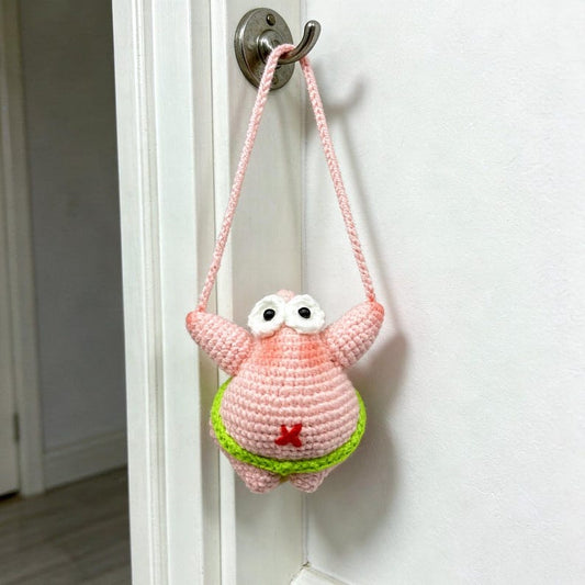 Hand crocheted doll hanging ornament interior wall home decor creative present for household space decoration display everyday living accent