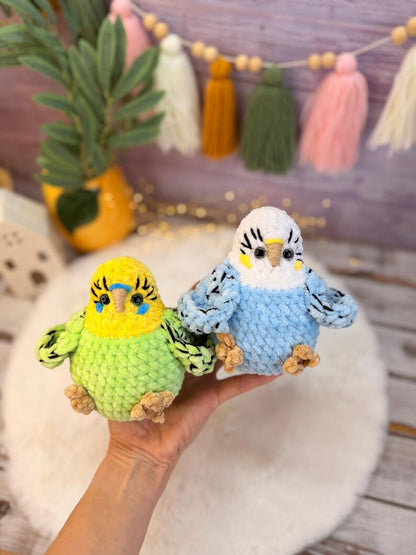 Budgie Plush, Parakeet Amigurumi, Handmade Bird Plush, Stuffed Budgerigar Gift, Crochet Bird Decor