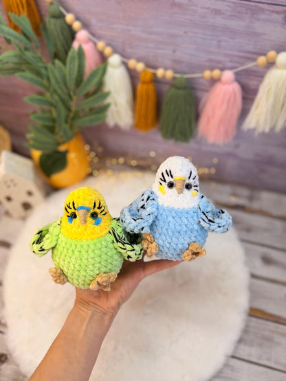 Budgie Plush, Parakeet Amigurumi, Handmade Bird Plush, Stuffed Budgerigar Gift, Crochet Bird Decor