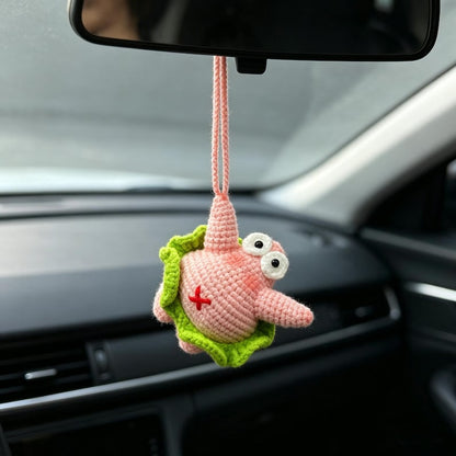 Hand Crocheted Hanging Ornament Auto Rearview Mirror Pendant Handcrafted Travel Accessory Thoughtful Surprise Present For Beloved Partner