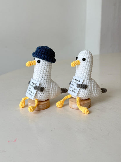 Crochet Seagull Support Inspirational, Positive Seagull, Crochet Animal Gifts, Funny Desk Decor, Birthday Gift For Friends Family Coworker