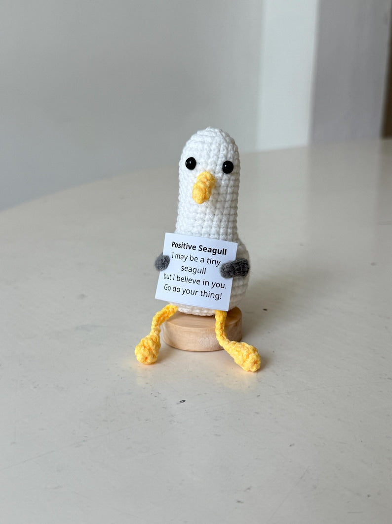 Crochet Seagull Support Inspirational, Positive Seagull, Crochet Animal Gifts, Funny Desk Decor, Birthday Gift For Friends Family Coworker
