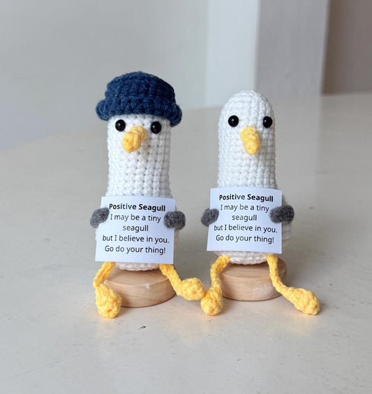 Crochet Seagull Support Inspirational, Positive Seagull, Crochet Animal Gifts, Funny Desk Decor, Birthday Gift For Friends Family Coworker