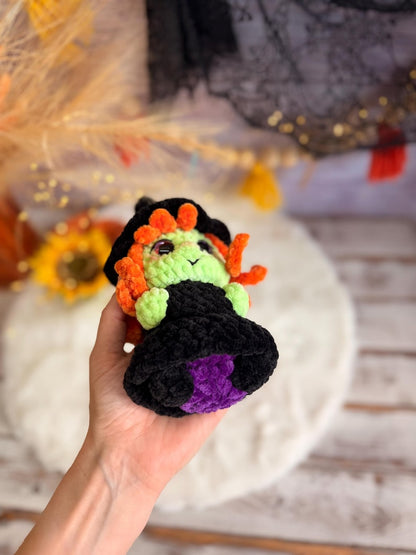 Halloween Crochet Decor, Spooky Amigurumi Witch, Black Cat, Voodoo Doll