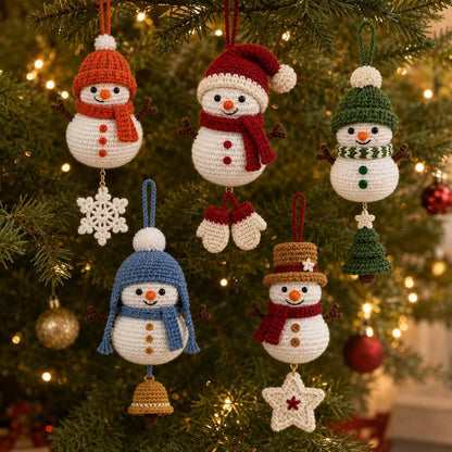 Christmas Crochet Ornament | Cute Snowman Tree Decor | Handmade Holiday Gift