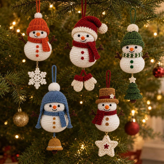 Christmas Crochet Ornament | Cute Snowman Tree Decor | Handmade Holiday Gift
