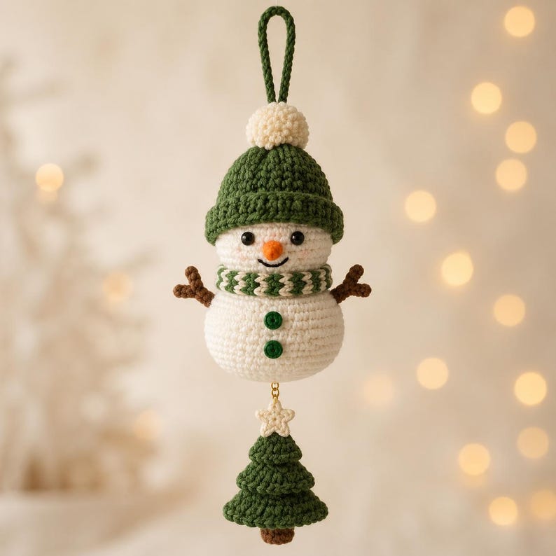 Christmas Crochet Ornament | Cute Snowman Tree Decor | Handmade Holiday Gift