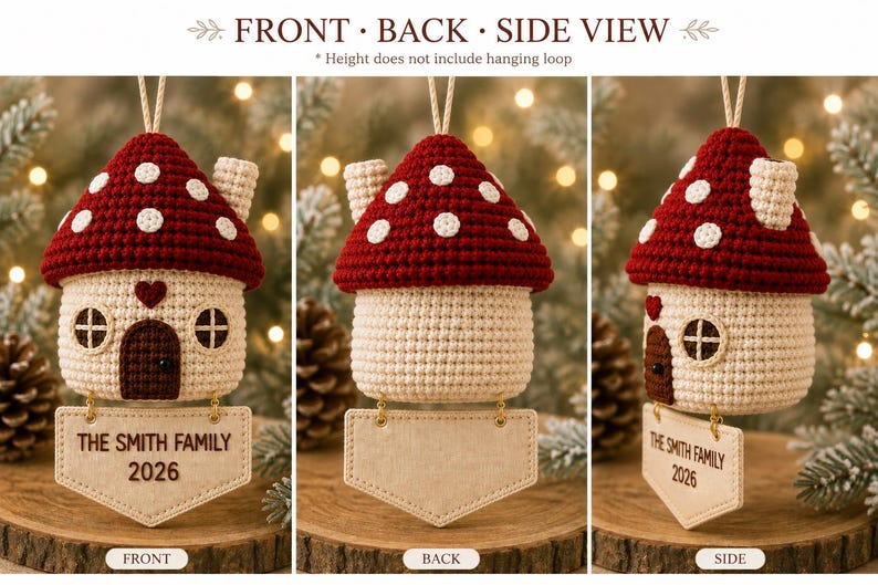 Personalized Family Christmas Ornament, Crochet House Ornament, Custom Family Name Ornament, First Home Christmas Gift, Home Keepsake 2026