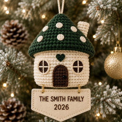 Personalized Family Christmas Ornament, Crochet House Ornament, Custom Family Name Ornament, First Home Christmas Gift, Home Keepsake 2026