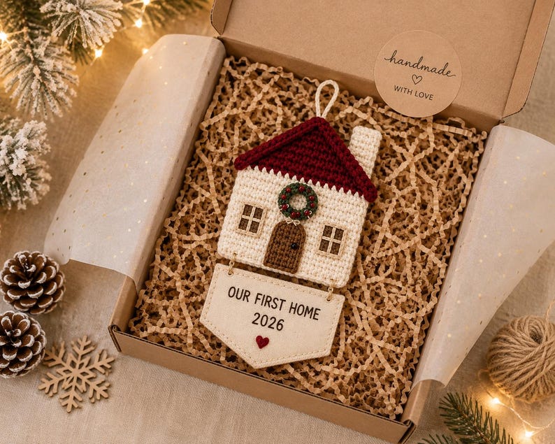 Our First Home 2026 Crochet Ornament, New Home Christmas Ornament, First Christmas in New Home Gift, Housewarming Gift, Handmade Keepsake