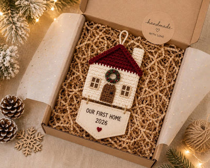 Our First Home 2026 Crochet Ornament, New Home Christmas Ornament, First Christmas in New Home Gift, Housewarming Gift, Handmade Keepsake