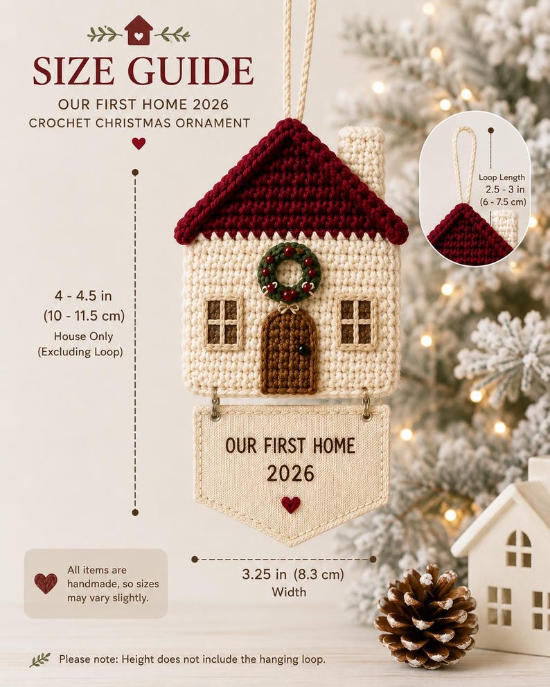 Our First Home 2026 Crochet Ornament, New Home Christmas Ornament, First Christmas in New Home Gift, Housewarming Gift, Handmade Keepsake