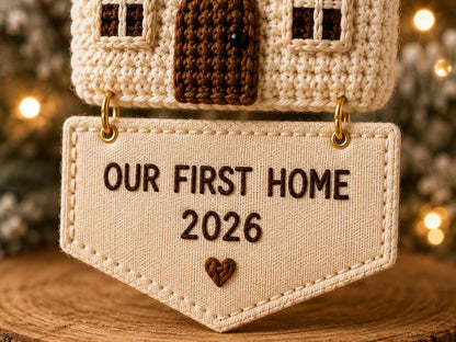 Our First Home 2026 Crochet Ornament, New Home Christmas Ornament, First Christmas in New Home Gift, Housewarming Gift, Handmade Keepsake