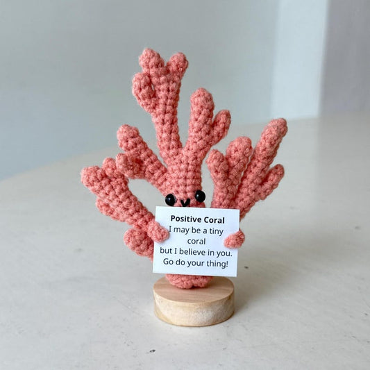 Crochet Coral Support Inspirational, Positive Coral, Crochet Sea Animal Gifts, Funny Desk Decor, Gift For Friends Family Coworkers