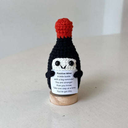 Crochet Wine Bottle, Positive Gift, Encouragement Gift, Handmade Wine Lover Gift, Funny Office Decor, Crochet Bottle Decor, Coworker Gift