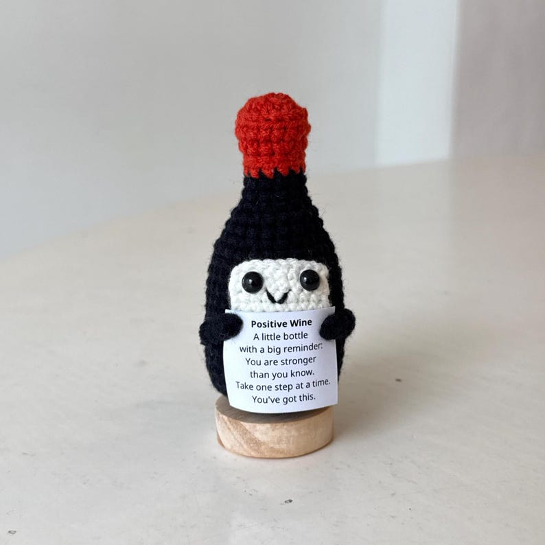 Crochet Wine Bottle, Positive Gift, Encouragement Gift, Handmade Wine Lover Gift, Funny Office Decor, Crochet Bottle Decor, Coworker Gift