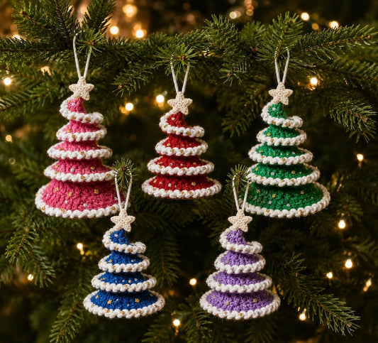 Crochet Christmas Tree Ornament, Handmade Xmas Tree Hanging, Colorful Holiday Decor, Cute Crochet Christmas Gift