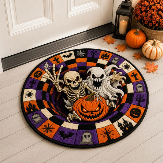 Halloween Ghost Rug, Cute Spooky Floor Mat, Round Gothic Room Decor, Cozy Fall Home Accent Rug, Fun Halloween Gift for Ghost Lovers