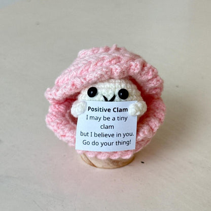 Crochet Clam Support Inspirational, Positive Clam, Sea Animal Gifts, Funny Desk Decor, Healing Gift, Birthday Gift For Friends, Family