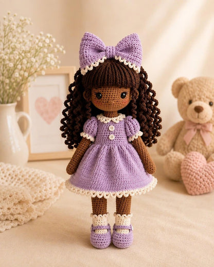Handmade Crochet Girl Doll, Amigurumi Doll in Dress, Personalized Keepsake Doll, Nursery Room Decor, Baby Shower & Birthday Gift
