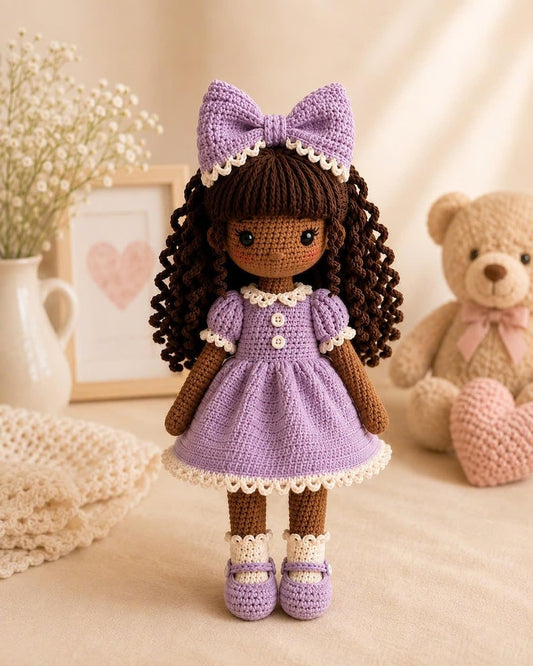 Handmade Crochet Girl Doll, Amigurumi Doll in Dress, Personalized Keepsake Doll, Nursery Room Decor, Baby Shower & Birthday Gift