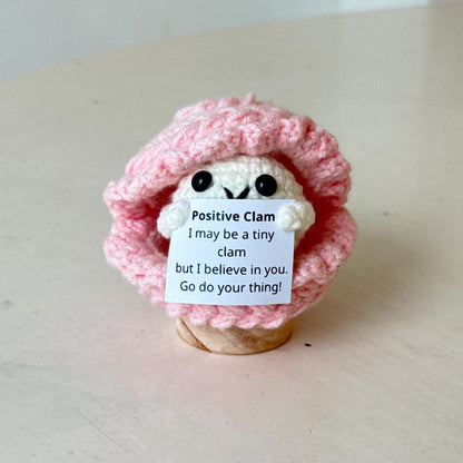 Crochet Clam Support Inspirational, Positive Clam, Sea Animal Gifts, Funny Desk Decor, Healing Gift, Birthday Gift For Friends, Family