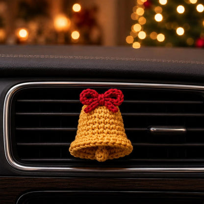 Crochet Christmas Car Vent Charm, Holiday Car Decor, Handmade Vent Clip, Christmas Ornament, Stocking Wreath Candy Cane Gift