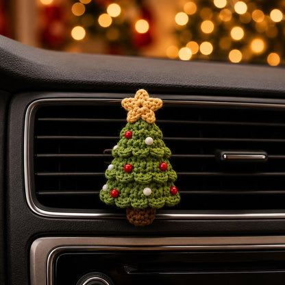 Crochet Christmas Car Vent Charm, Holiday Car Decor, Handmade Vent Clip, Christmas Ornament, Stocking Wreath Candy Cane Gift
