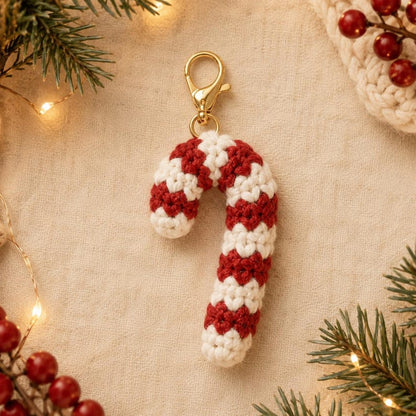 Crochet Christmas Dog Collar Charm, Pet Collar Accessory, Candy Cane Wreath Santa Hat Gift Charm, Handmade Holiday Dog Gift