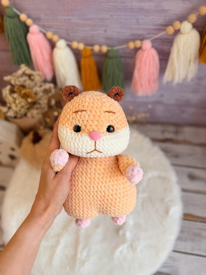 Crochet Hamster Decor, Plush Animal Figure, Handmade Home Decor, Cute Hamster Keepsake