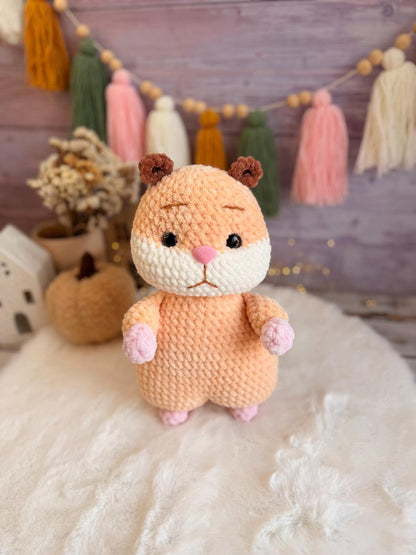 Crochet Hamster Decor, Plush Animal Figure, Handmade Home Decor, Cute Hamster Keepsake