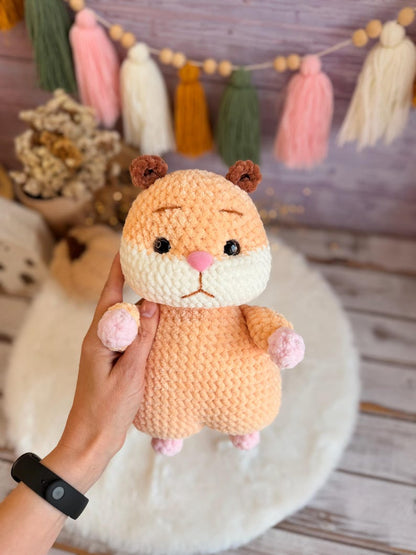 Crochet Hamster Decor, Plush Animal Figure, Handmade Home Decor, Cute Hamster Keepsake