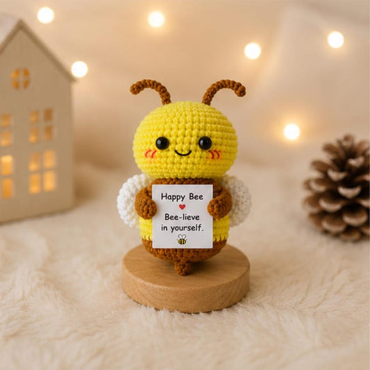 Crochet Bee Gift, Positive Message Plush, Cute Encouragement Keepsake, Friendship Birthday Gift for Student Teacher,Christmas Present