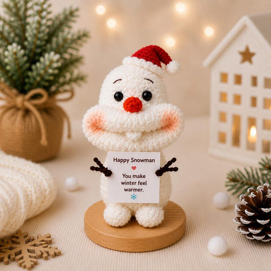 Crochet Snowman Gift, Emotional Support Plush, Cute Christmas Keepsake, Winter Encouragement Gift for Friend Coworker Teacher