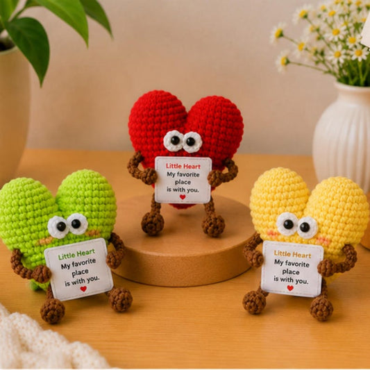 Crochet Heart Gift, Cute Love Plush with Message, Valentine Keepsake,Romantic Friendship Birthday Gift for Student Teacher,Christmas Present