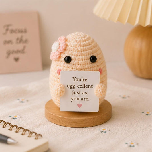 Crochet Egg Gift, Cute Positive Message Plush, Encouragement Keepsake, Easter Friendship Gift for Best Friend Student Coworker, Teacher gift