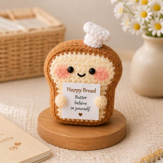 Crochet Bread Gift, Positive Message Plush, Cute Encouragement Keepsake, Friendship Birthday Gift for Best Friend Coworker Student